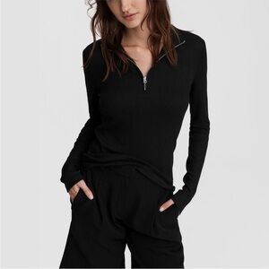 Rag and Bone Black Ribbed Zip-Up